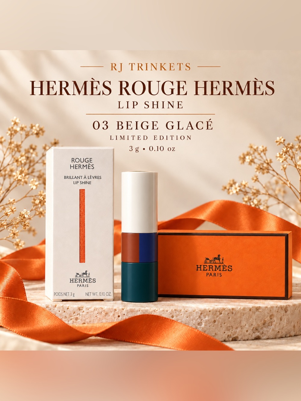 Hermes Rouge Lip Shine - Beige Glacé (03) limited edition